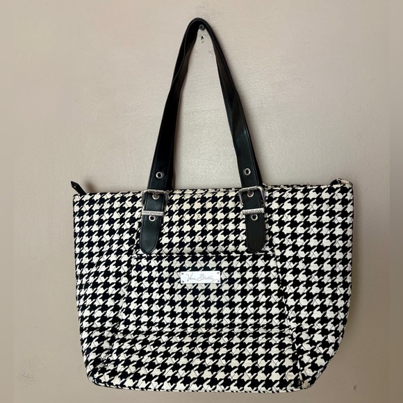 VERA BRADLEY quilted houndstooth tote weekend bag teacher purse travel casual - Picture 2 of 16